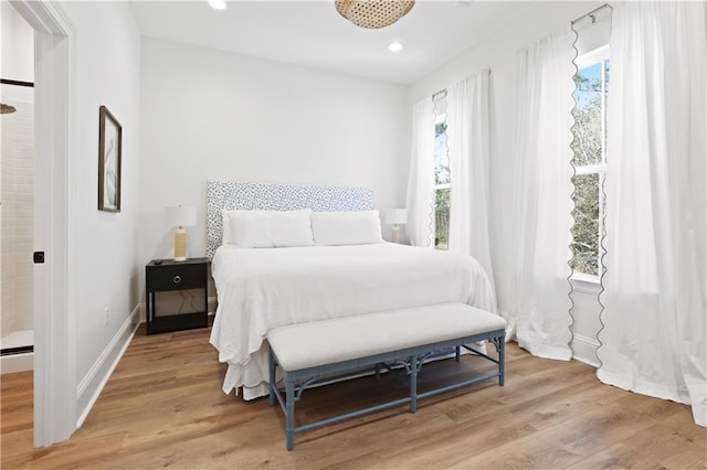 bedroom featuring light hardwood / wood-style flooring