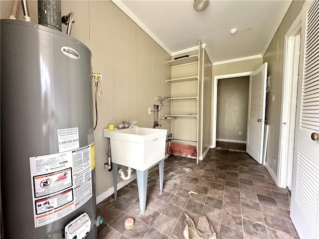 utility room with gas water heater