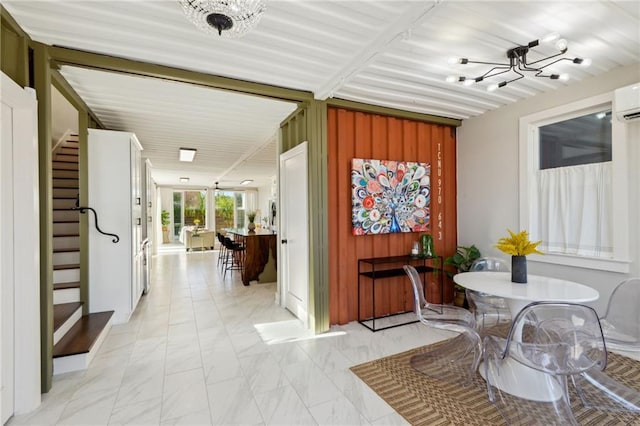 interior space with a notable chandelier