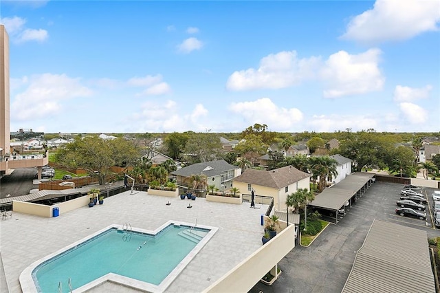 drone / aerial view with a residential view