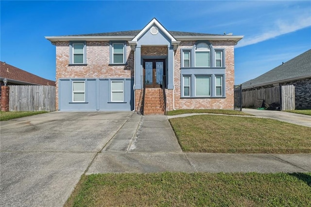 view of front of home with a front yard