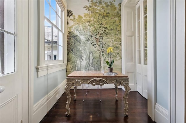 interior space featuring dark hardwood / wood-style floors and a healthy amount of sunlight