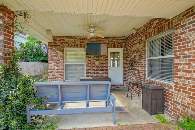 view of patio with ceiling fan