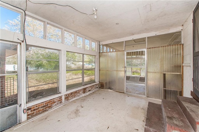 view of unfurnished sunroom