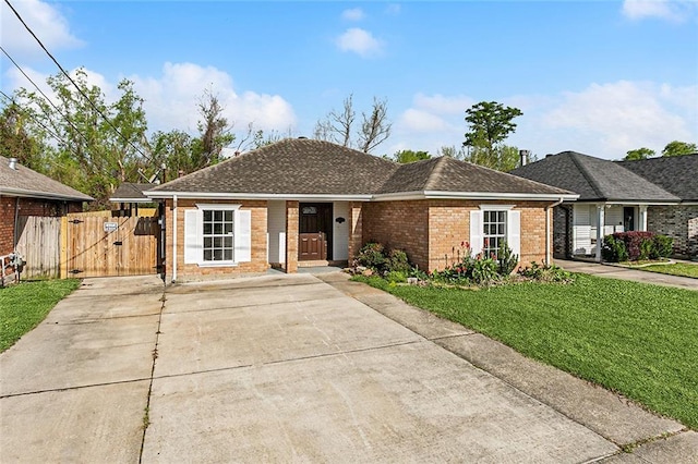 ranch-style home with a front yard