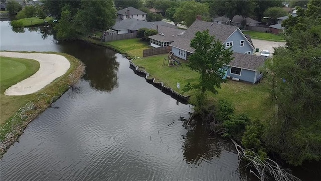 bird's eye view featuring a water view