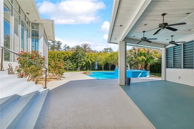 view of patio / terrace featuring ceiling fan