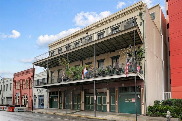 view of building exterior with a garage