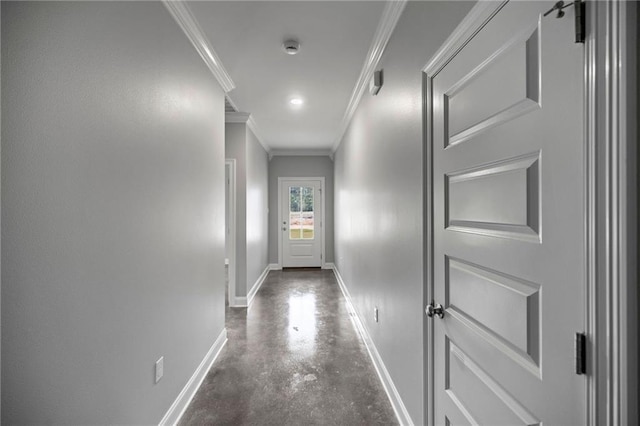 corridor with crown molding