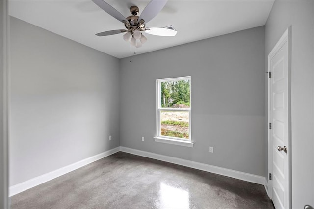 spare room featuring ceiling fan