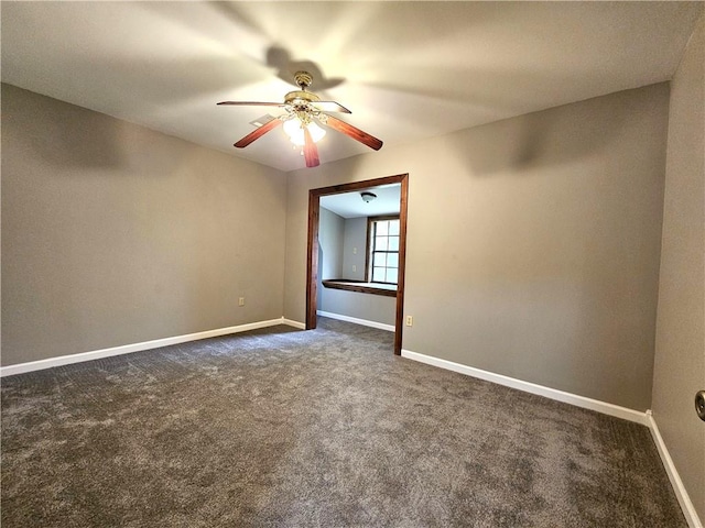 carpeted empty room with ceiling fan