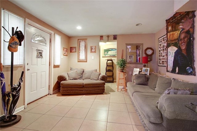 view of tiled living room