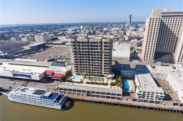 bird's eye view featuring a water view