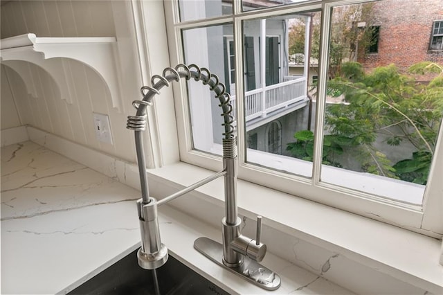 interior details with light stone countertops