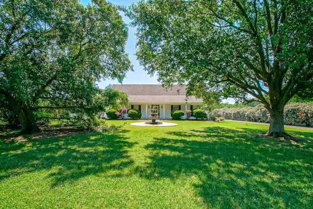 ranch-style home featuring a front yard