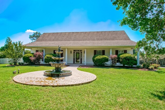 view of front of home featuring a front yard and fence