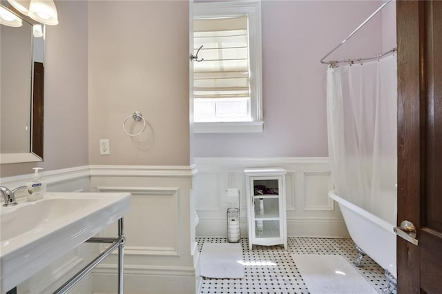 bathroom with tile floors