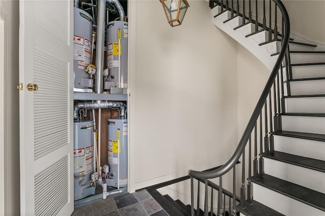 utility room with water heater