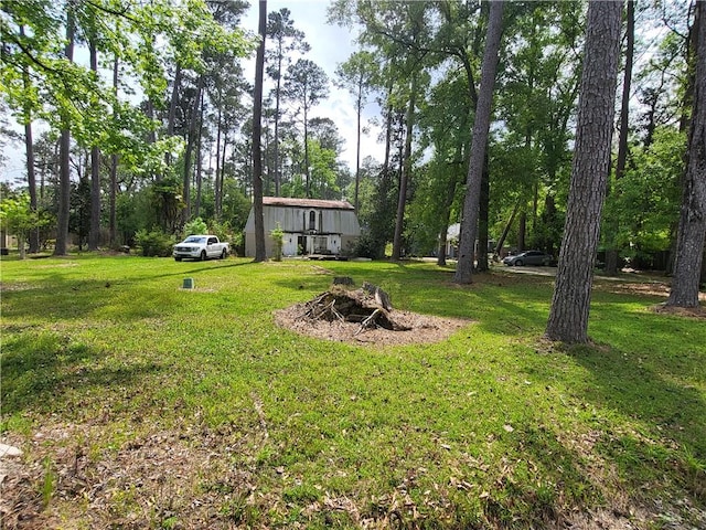 view of yard with an outdoor structure