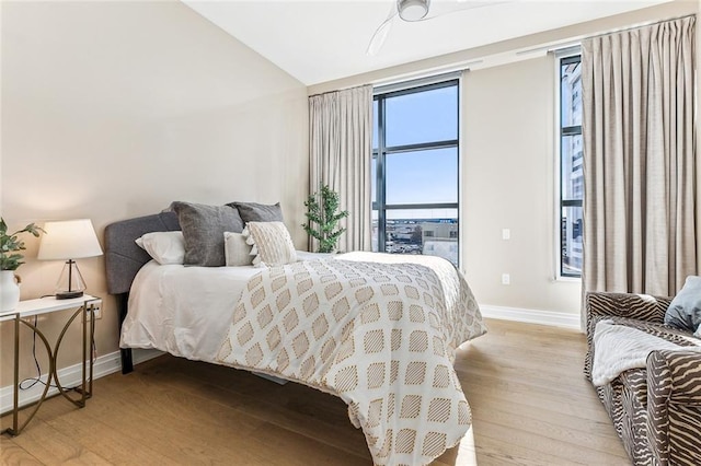 bedroom with light wood-type flooring