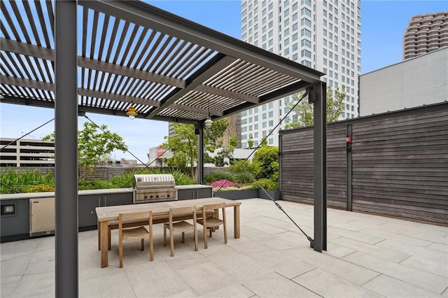 view of patio / terrace with grilling area and a pergola