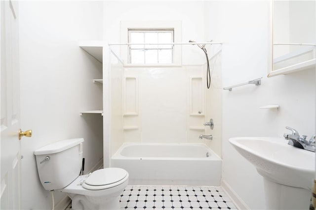 full bathroom featuring sink, toilet, and shower / bathtub combination