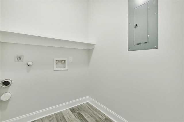 laundry room featuring gas dryer hookup, hardwood / wood-style floors, and hookup for a washing machine