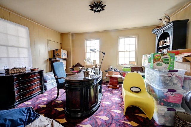 interior space featuring ornamental molding