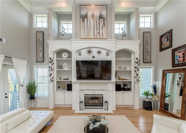 living room with a healthy amount of sunlight and light wood-type flooring