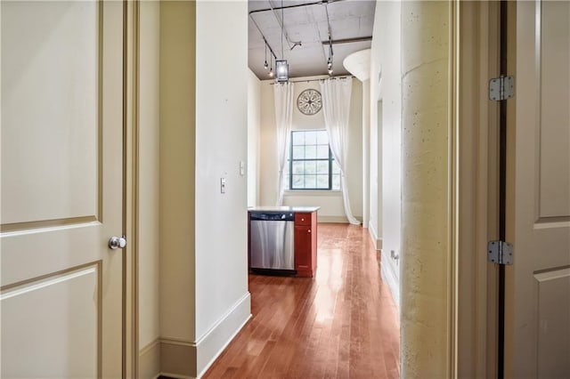 hall featuring dark hardwood / wood-style flooring