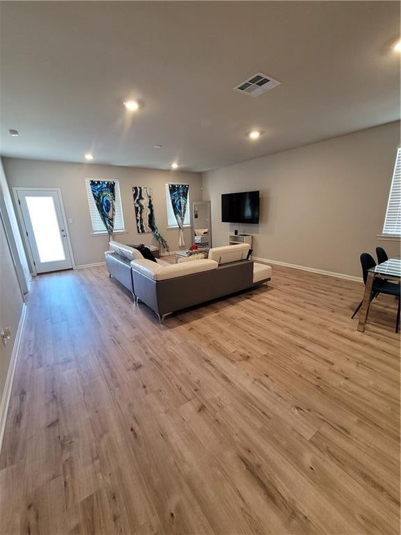 living room featuring light hardwood / wood-style floors