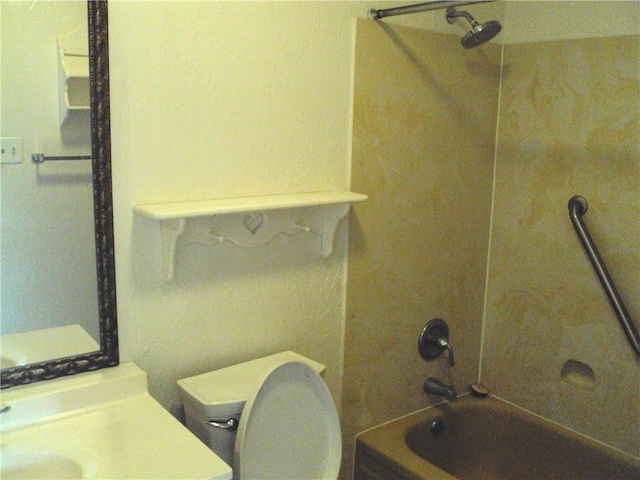 full bathroom featuring vanity, toilet, and tub / shower combination