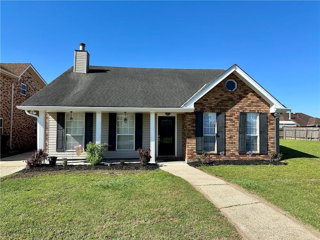 view of front of property featuring a front lawn