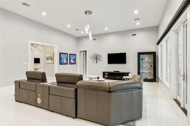 view of tiled living room