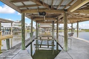 dock area with a water view