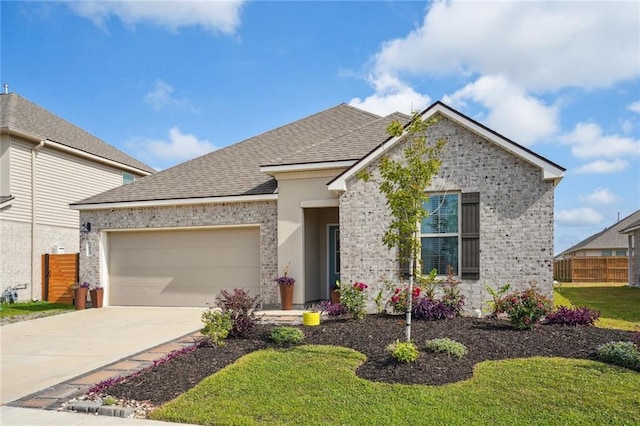 view of front facade featuring a front yard and a garage