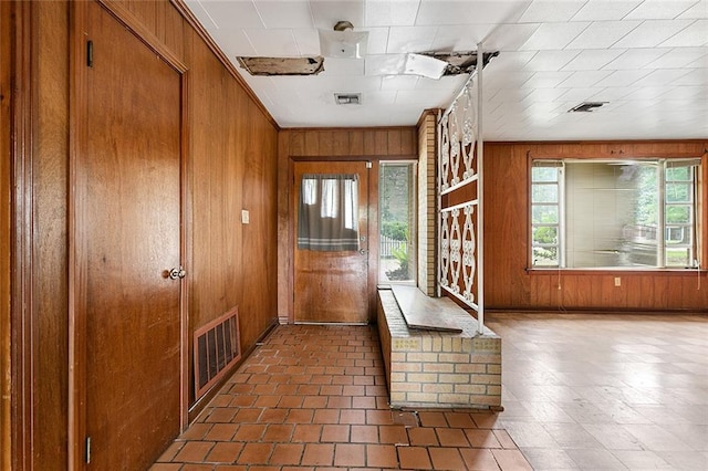 interior space with wooden walls