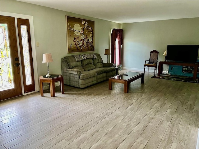 living room featuring light wood-type flooring