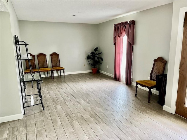 living area with light hardwood / wood-style flooring