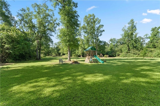 view of yard with a playground