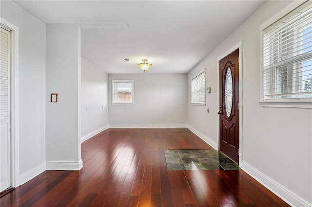 interior space featuring dark wood-type flooring