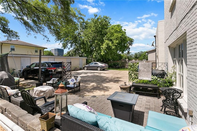 exterior space with an outdoor living space and a patio