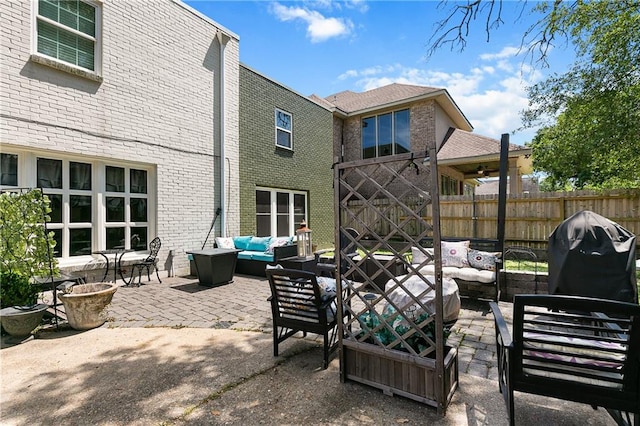 view of patio with outdoor lounge area