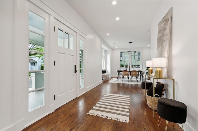 foyer featuring dark hardwood / wood-style floors