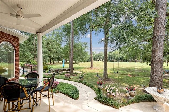 view of patio with ceiling fan