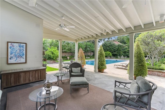 view of patio / terrace featuring ceiling fan