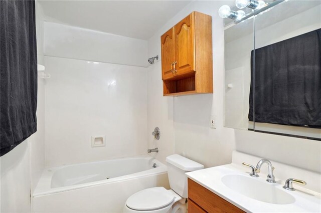 full bathroom with vanity, toilet, and shower / bath combination