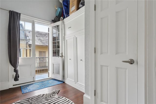 doorway to outside featuring dark hardwood / wood-style flooring