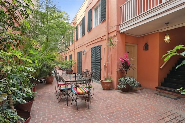 view of terrace featuring a balcony