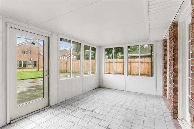 view of unfurnished sunroom